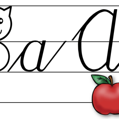 Poster: Kitten Lines Cursive Alphabet (Big&Small letters)