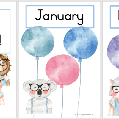 Animals with Glasses Birthday Chart