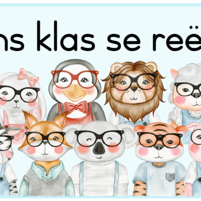 Animal with Glasses Klaskamer Reëls