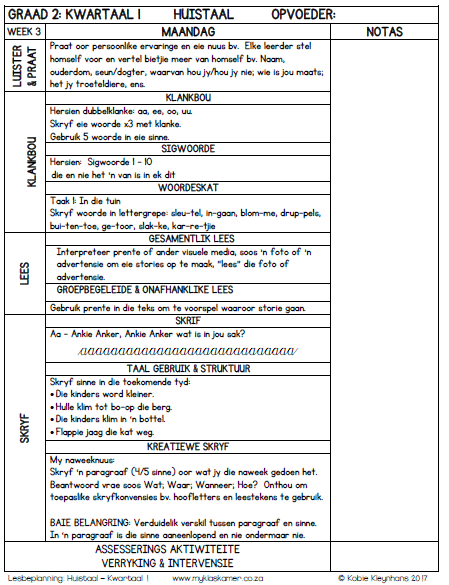 Graad 2 Huistaal Lesbeplanning Kwartaal 1 - Image 2