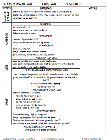 Graad 2 Huistaal Lesbeplanning Kwartaal 1 - Image 3