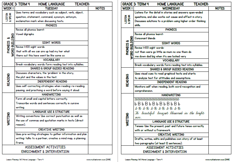 Grade 3 Lesson Planning Home Language Term 4 - Image 2