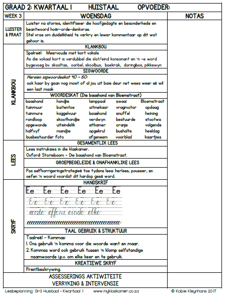 Graad 3 Huistaal Lesbeplanning Kwartaal 1 - Image 5