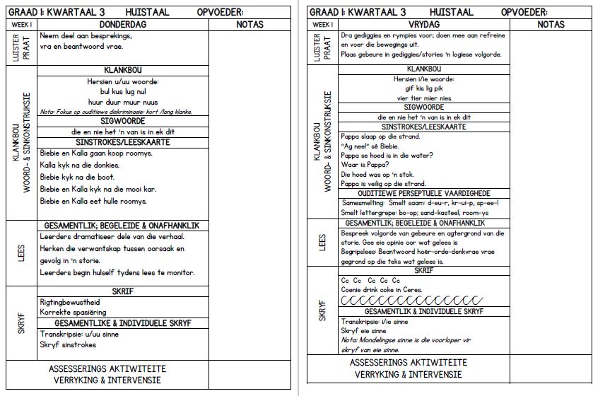 Graad 1 Huistaal Lesbeplanning Kwartaal 3 - Image 3