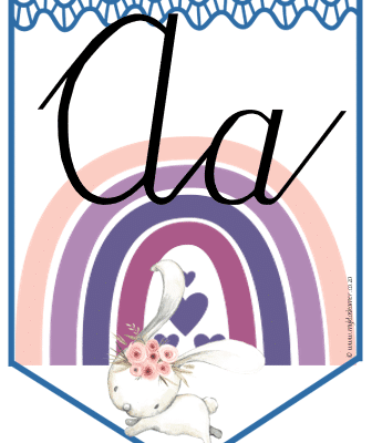 Hasie Alfabet Lopende Skrif/Bunny Alphabet Cursive Writing Bunting