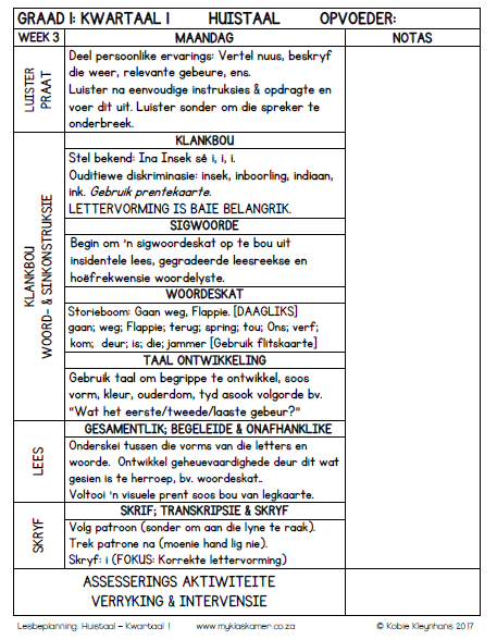 Graad 1 Huistaal Lesbeplanning Kwartaal 1 - Image 3