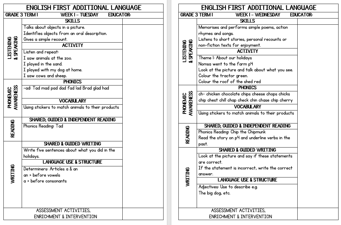 Grade 3 English FAL Lesson Planning Term 1 - Image 5