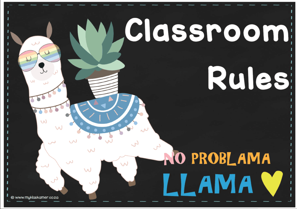 Llama Classroom Rules - My Klaskamer