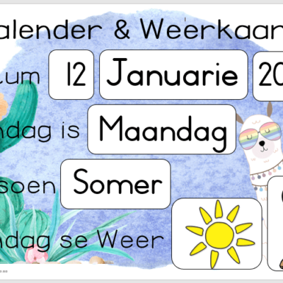 Llama Datum & Weerkaart/Llama Date & Weather Chart