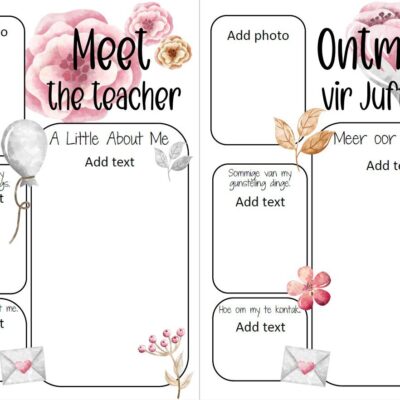 Ontmoet vir Juffrou Templaat/Meet the Teacher Template