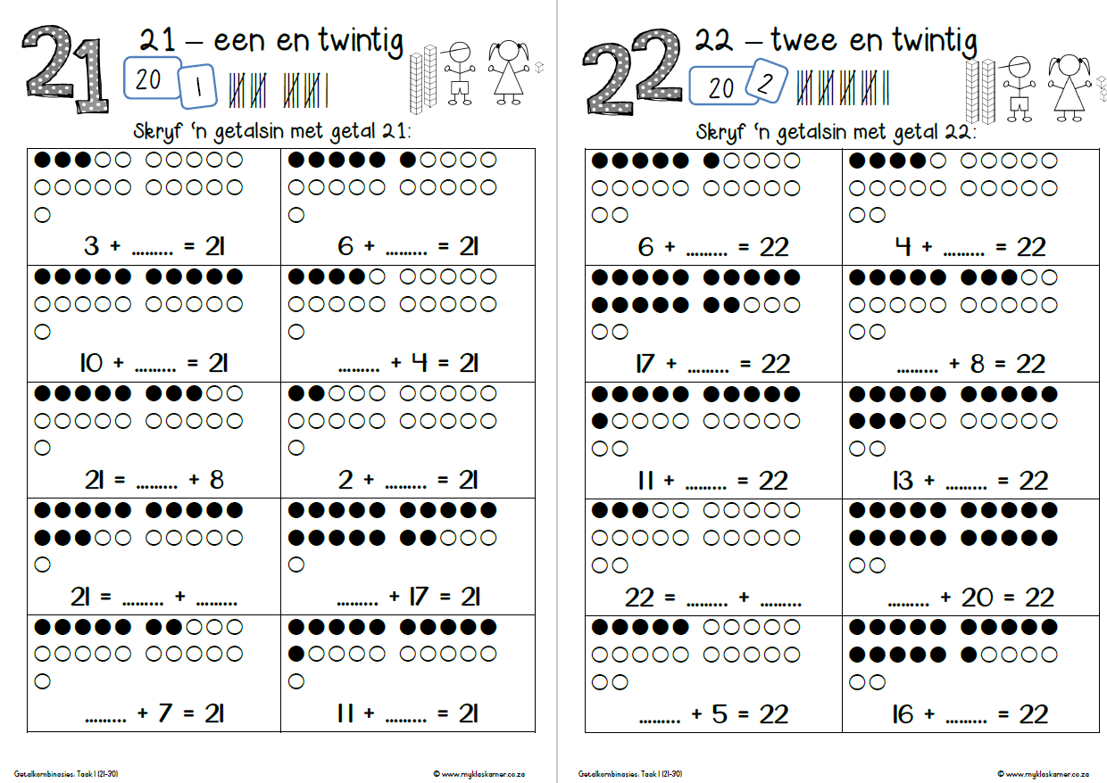 Graad 3 Getalkombinasies: Taak 1 (Getal 21-30) - Image 2