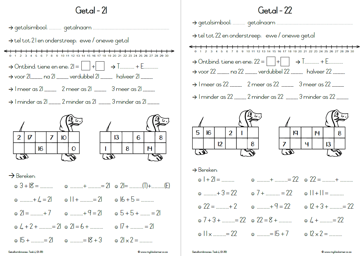 Graad 3 Getalkombinasies: Taak 4 (Getal 21-30) - Image 2