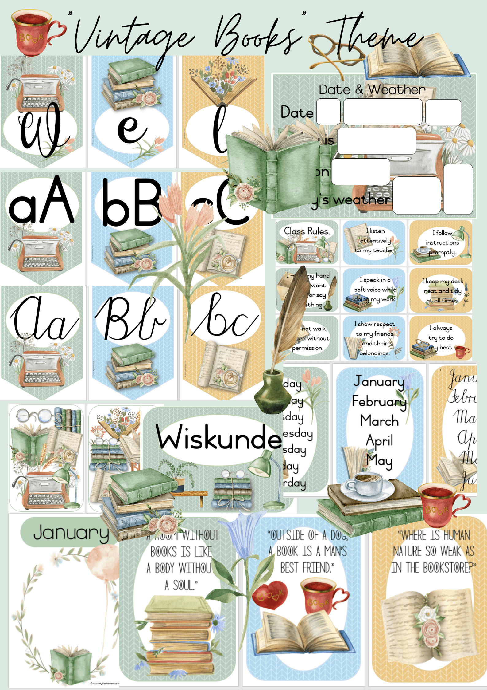 Vintage Books Classroom Theme
