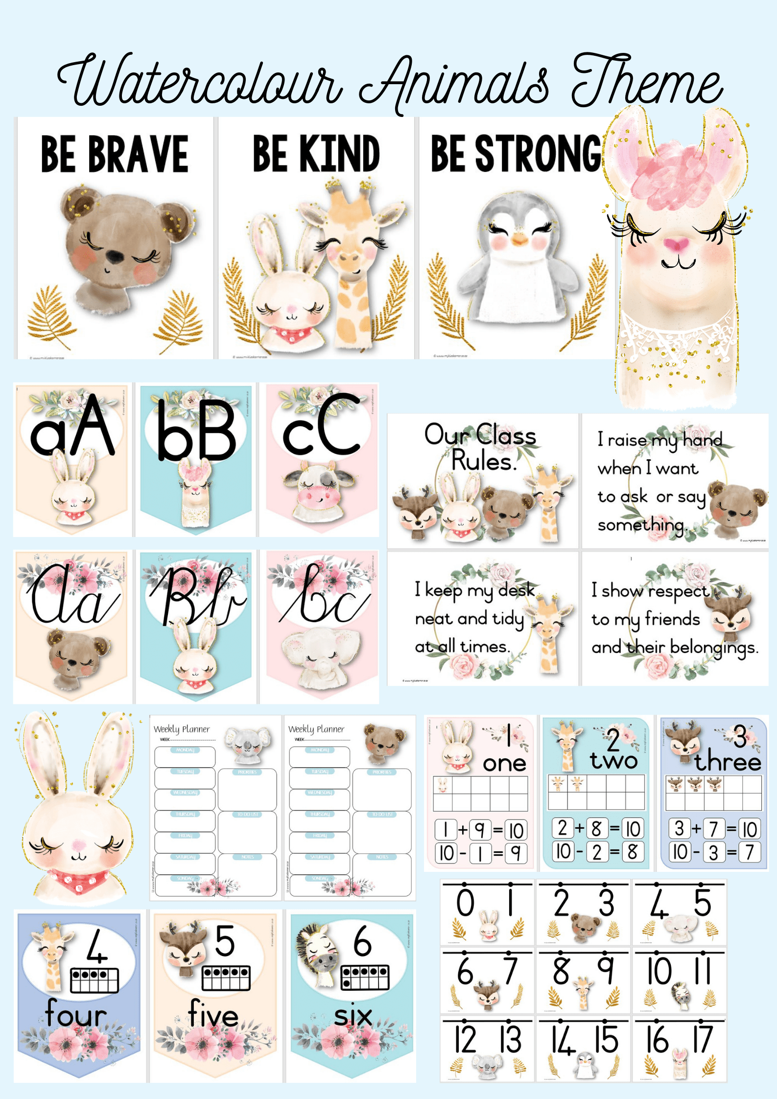 Watercolour Animals Theme