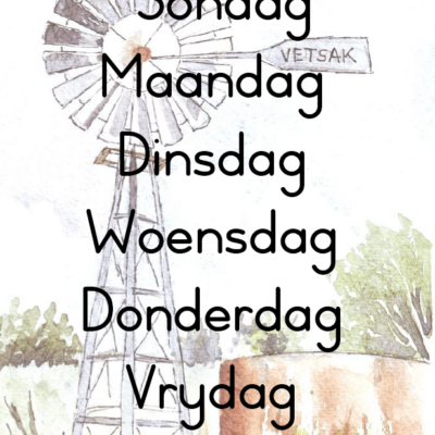Windpomp Dae van die week & Maande van die Jaar