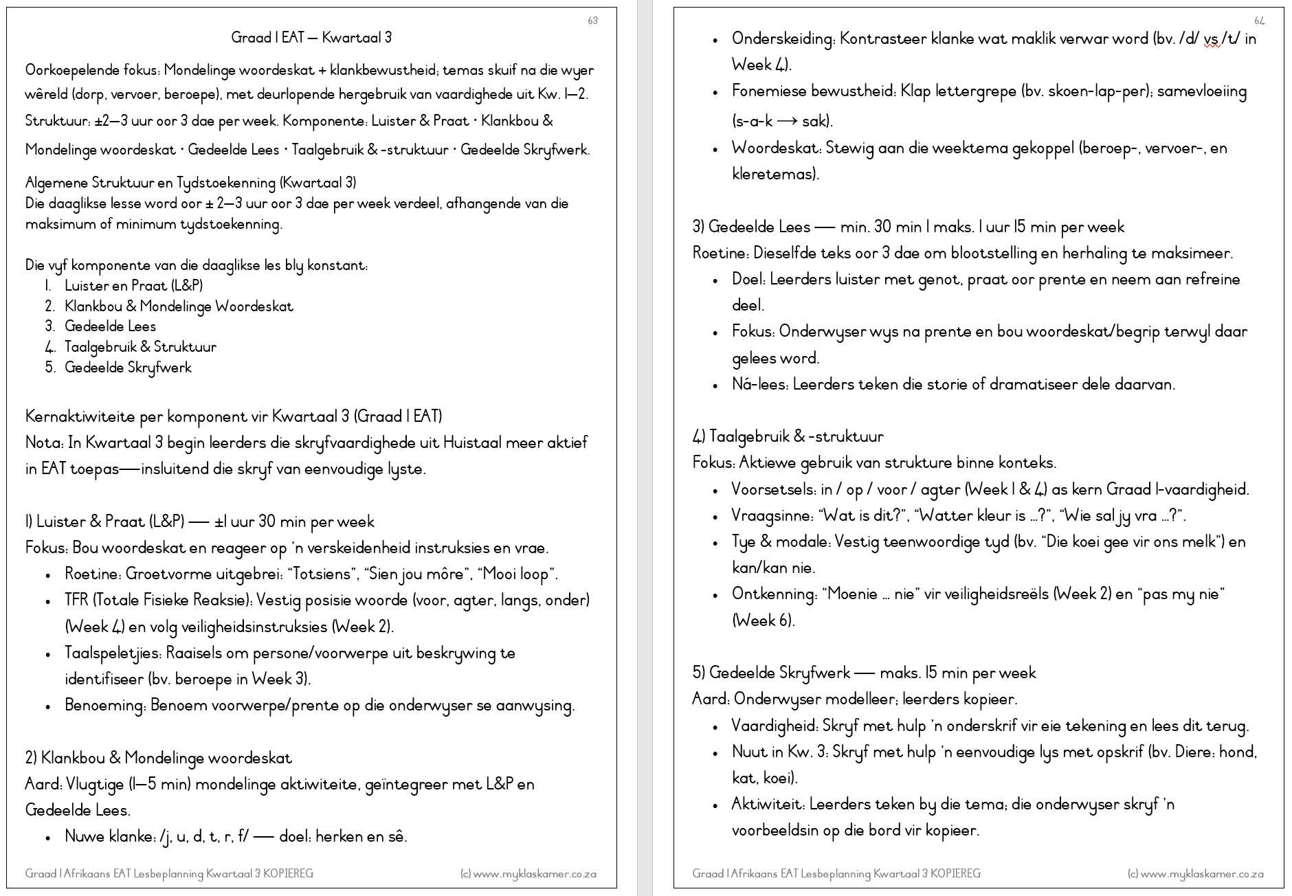 Graad 1 Afrikaans EAT Lesbeplanning Kwartaal 3 - Image 3