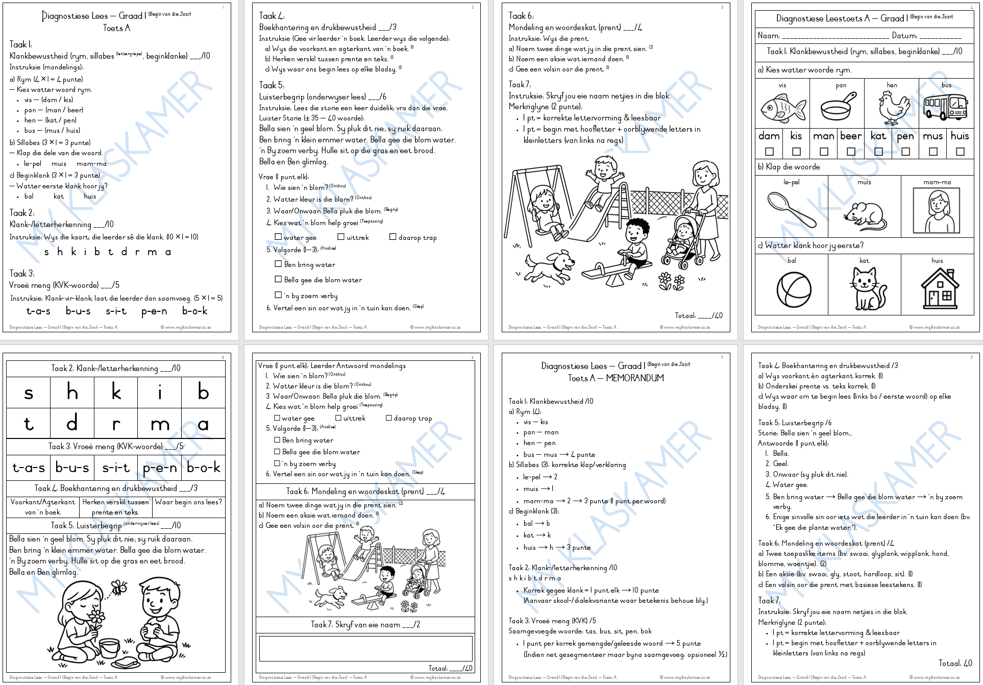 Graad 1 Diagnostiese Leestoets - Begin van die Jaar - Image 2