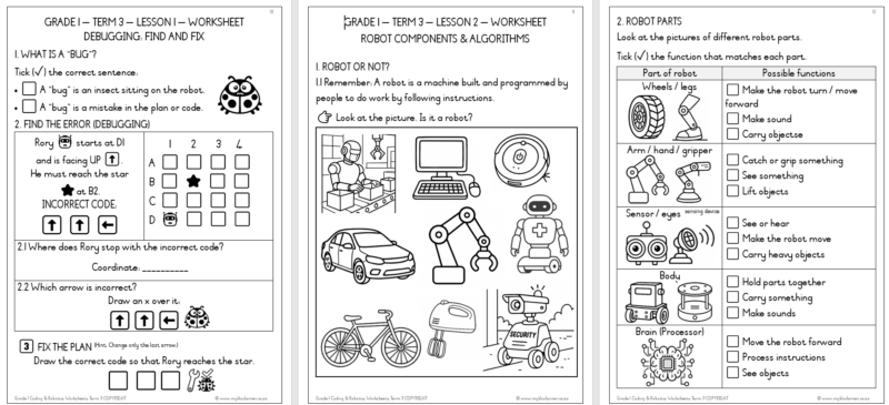 Grade 1 Coding & Robotics Lesson Planning & Worksheets Term 3 - My ...