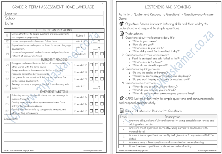 Grade R Reader Term1 GRADE R ASSESSMENT TERM 1 - My Klaskamer